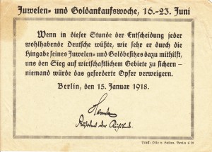 Flugblatt Goldsammlung 1918