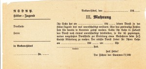 NSDAP _ HJ_Mahnung