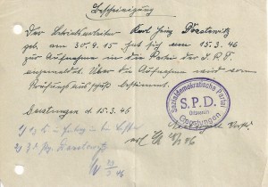 SPD Bescheinigung 1946 001