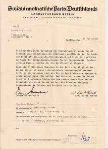 SPD - Neumitgliederschreiben - Berlin - 1955 001